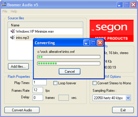 Boomer Audio - Converting WAV and MP3 files Flash.